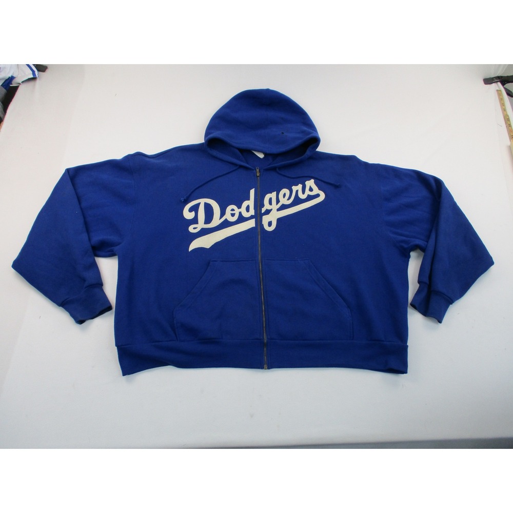 Majestic Hoodie Mens 3XL Blue Dodgers Vintage Zip Up Oversized Sportswear MLB